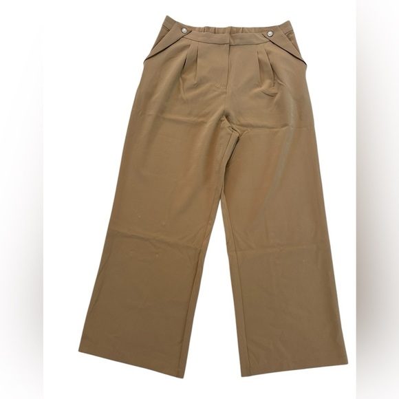 NWT Laundry Shelli Segal Pearl Embellished Pleated Wide Leg Trouser Pants Tan XL - Picture 1 of 17